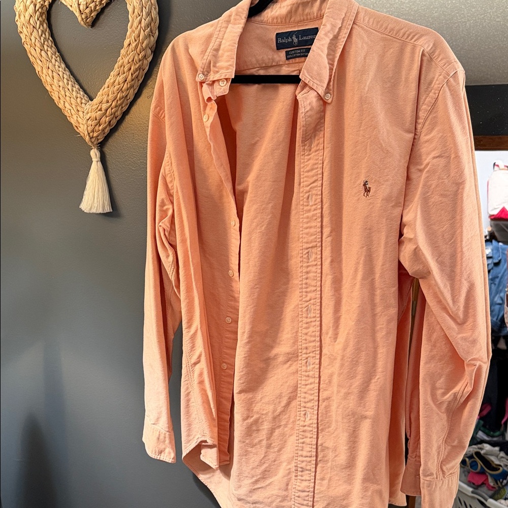 Ralph Lauren Men's Peach Button Down Shirt
